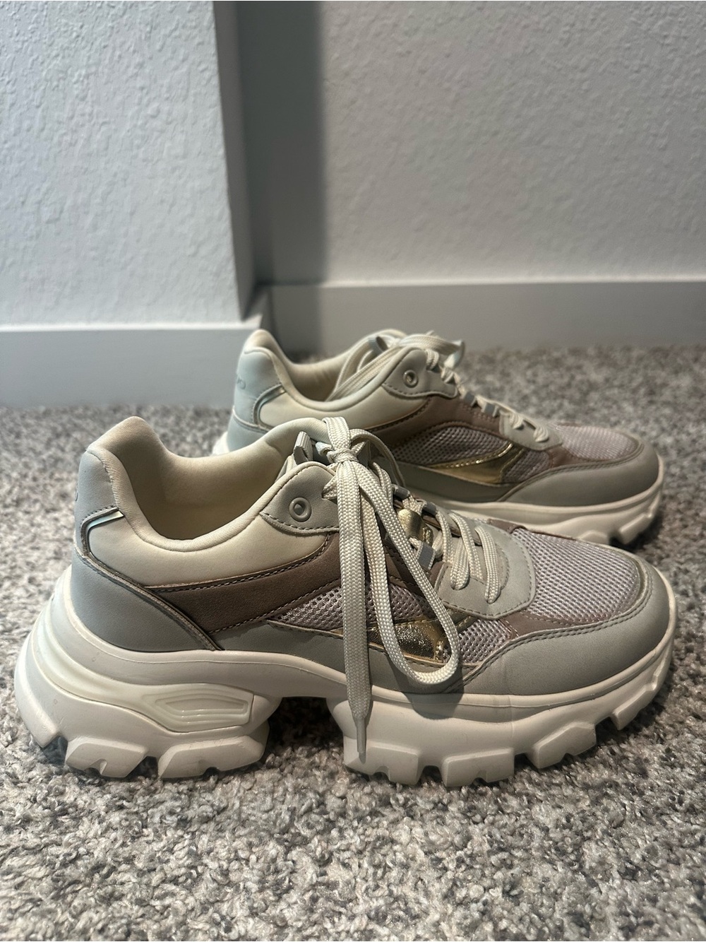 Aldo Chunky Platform Sneakers in Beige and Cream